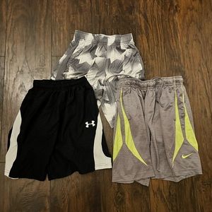 Boys size S - 3 athletic shorts under armour, Nike, tek gear